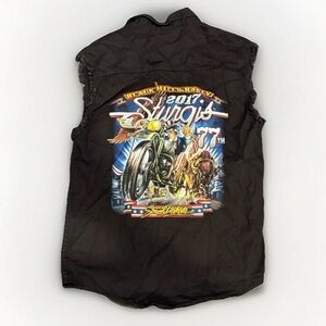 Bikercore Sturgis 77th Button Down Biker Shirt Size Medium I Distressed Biker